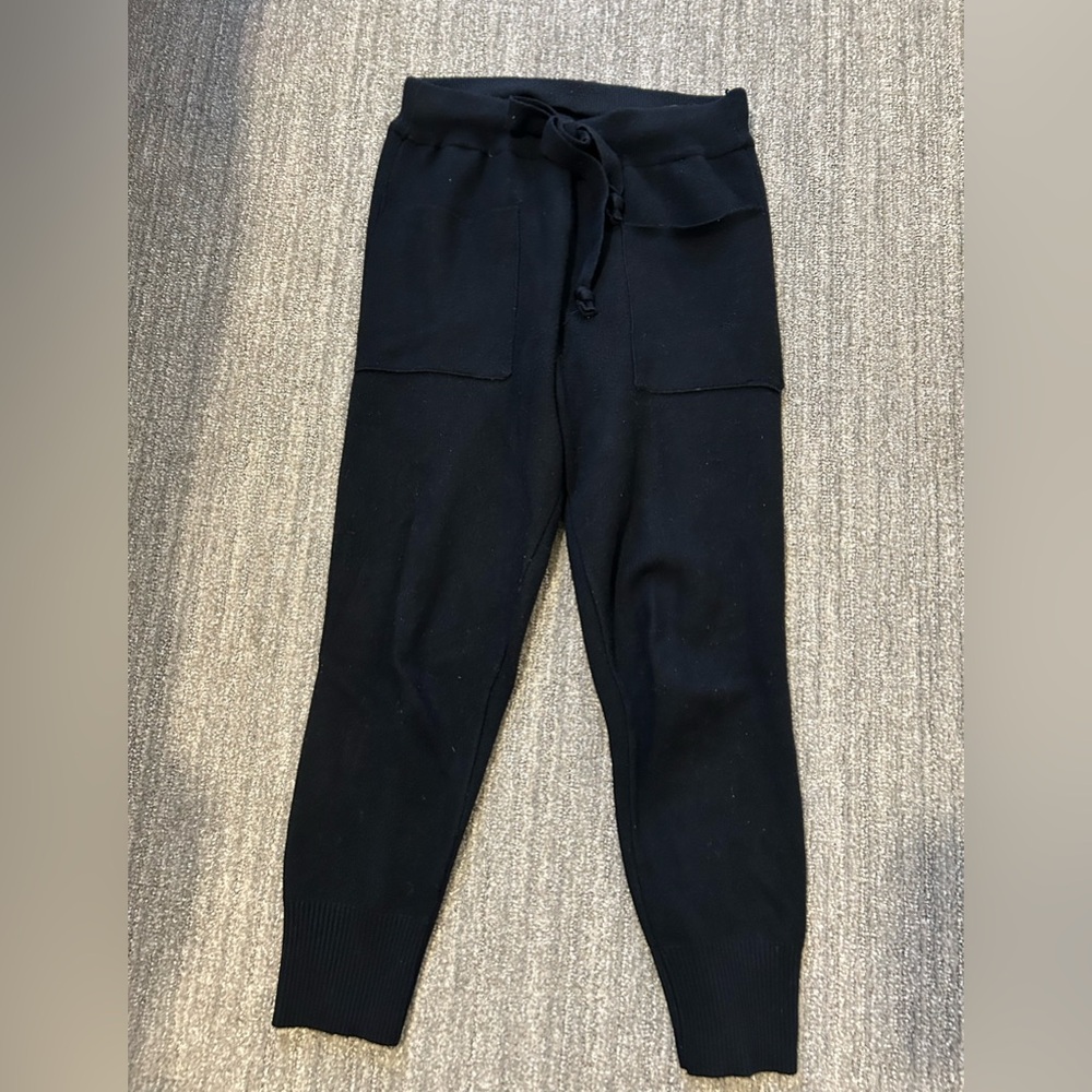 Zara Pants Small Stretch Knit Drawstring Waist Tapered Legs With Front Pockets